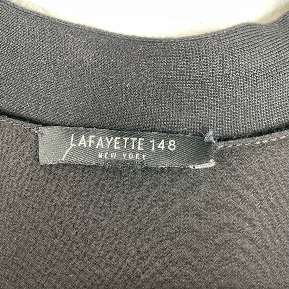 Lafayette 148 Black Long Open Cardigan 100% Silk Velvet back - Picture 9 of 13